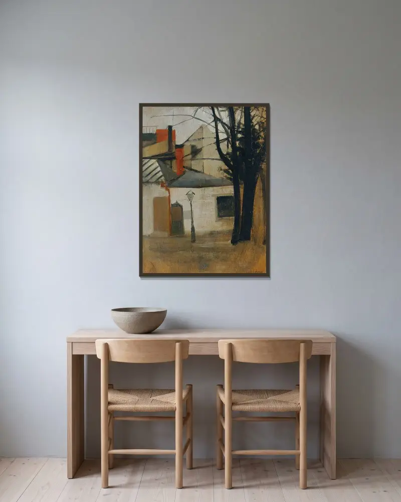 Gassenwinkel von Oskar Schlemmer gerahmt an einer Wand