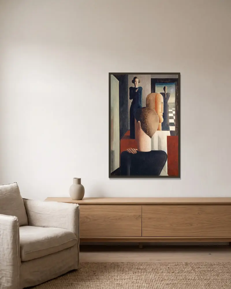 Wnętrze z pięcioma postaciami, rzymskie, Oskar Schlemmer w ramie na ścianie