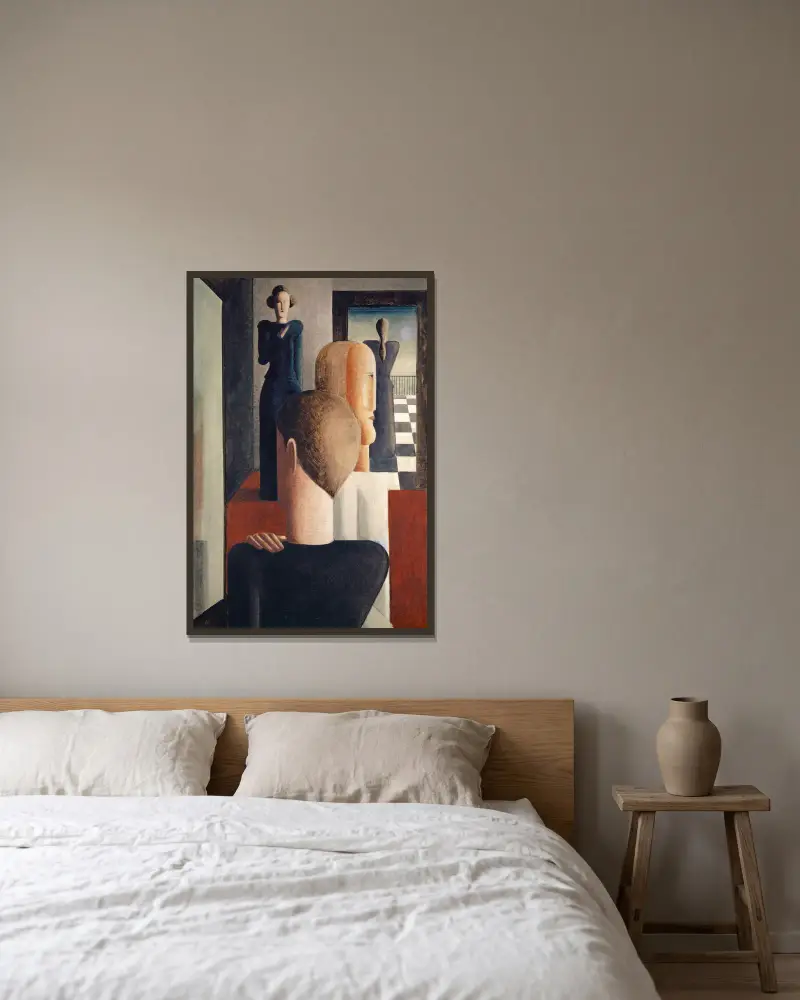 Wnętrze z pięcioma postaciami, rzymskie, Oskar Schlemmer w ramie na ścianie