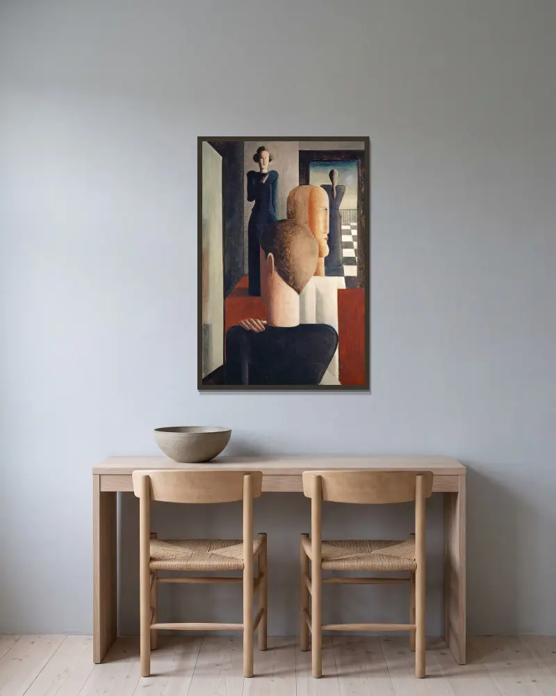 Wnętrze z pięcioma postaciami, rzymskie, Oskar Schlemmer w ramie na ścianie