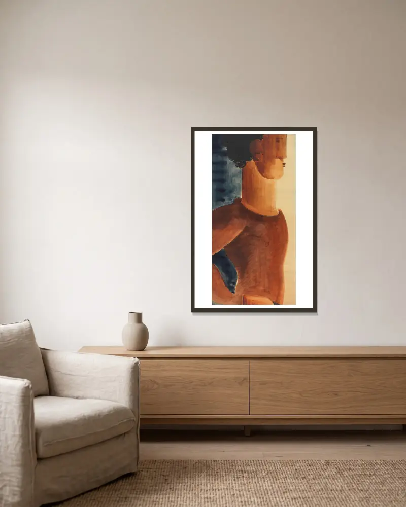 Romantická postava mladíka, Oskar Schlemmer v rámu na stěně