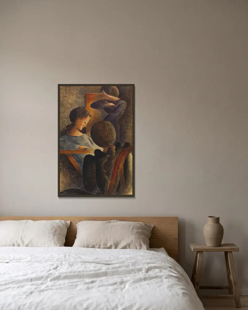 Sedící skupina, Oskar Schlemmer v rámu na stěně