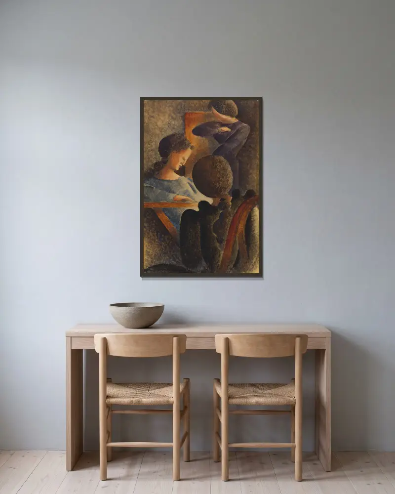 Sedící skupina, Oskar Schlemmer v rámu na stěně