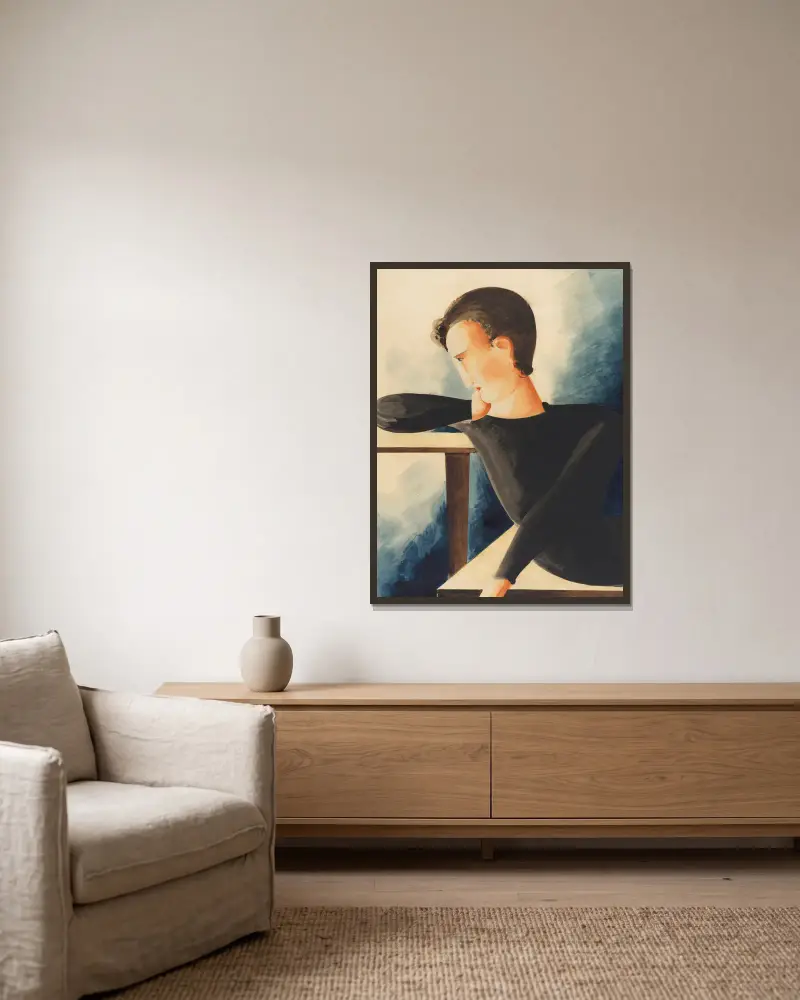 Sinnender von Oskar Schlemmer gerahmt an einer Wand