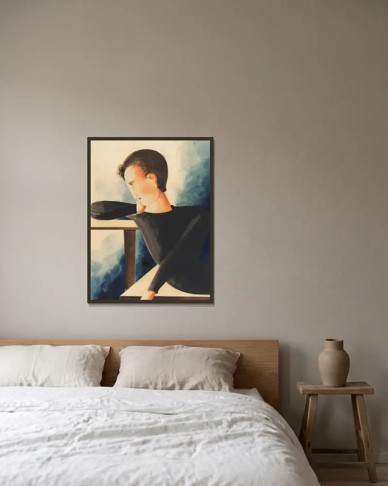 Sinnender von Oskar Schlemmer gerahmt an einer Wand
