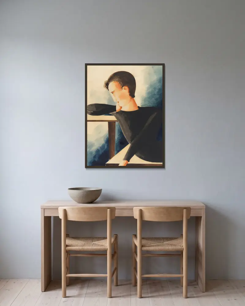 Sinnender von Oskar Schlemmer gerahmt an einer Wand