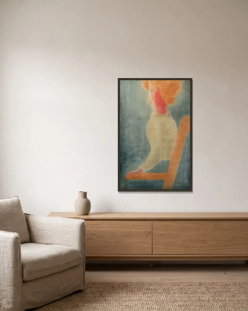 Sitzende nach links von Oskar Schlemmer gerahmt an einer Wand