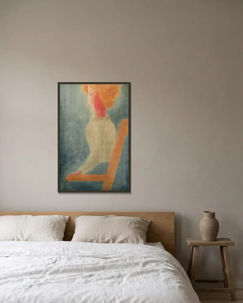 Sitzende nach links von Oskar Schlemmer gerahmt an einer Wand