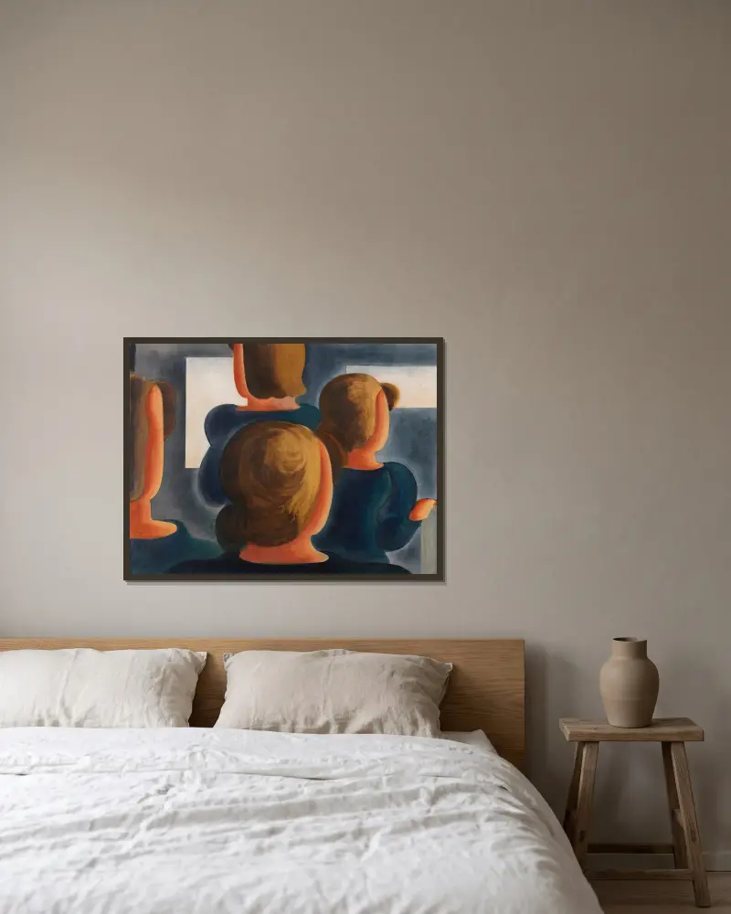 Vierergruppe mit Grau av Oskar Schlemmer inramad på en vägg