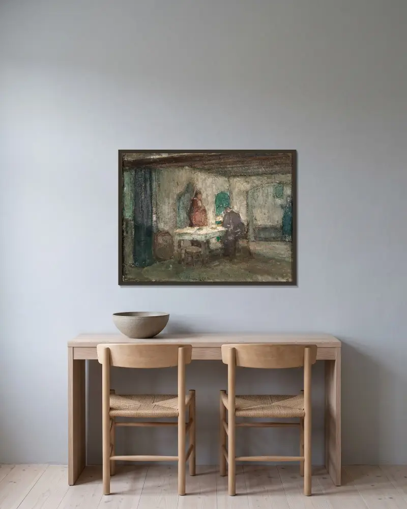 Och han försvann ur deras åsyn av Henry Ossawa Tanner inramad på en vägg