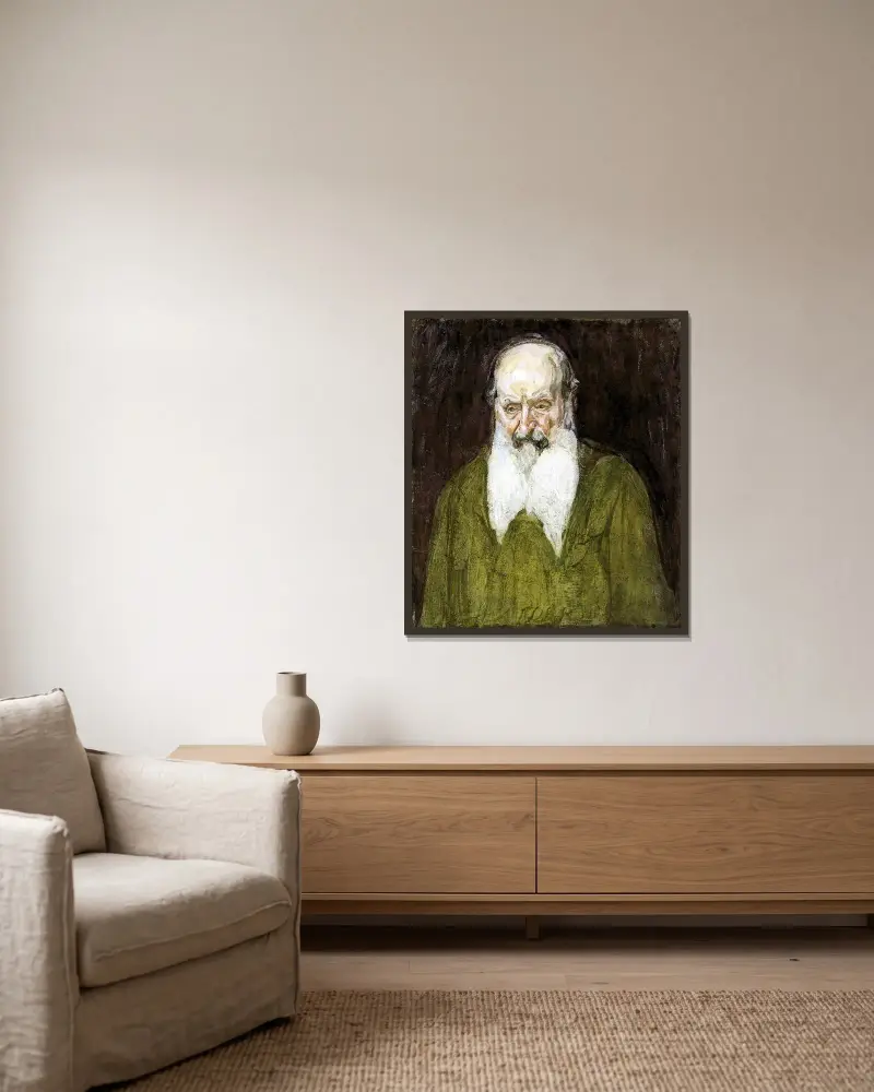 Huvud av en jude i Palestina av Henry Ossawa Tanner inramad på en vägg