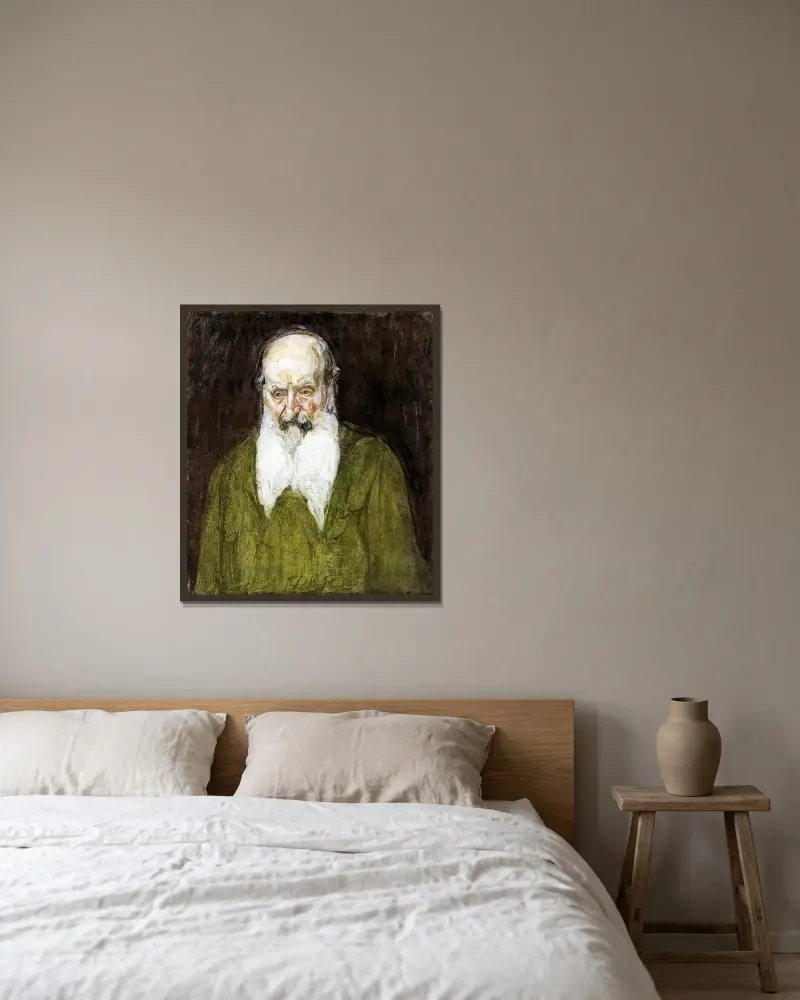 Huvud av en jude i Palestina av Henry Ossawa Tanner inramad på en vägg
