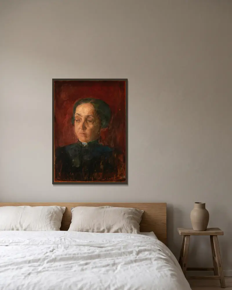 Henry O:s mor av Henry Ossawa Tanner inramad på en vägg