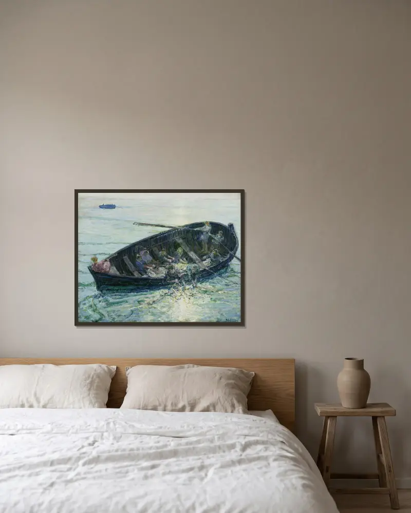 Det mirakulösa fiskafånget av Henry Ossawa Tanner inramad på en vägg