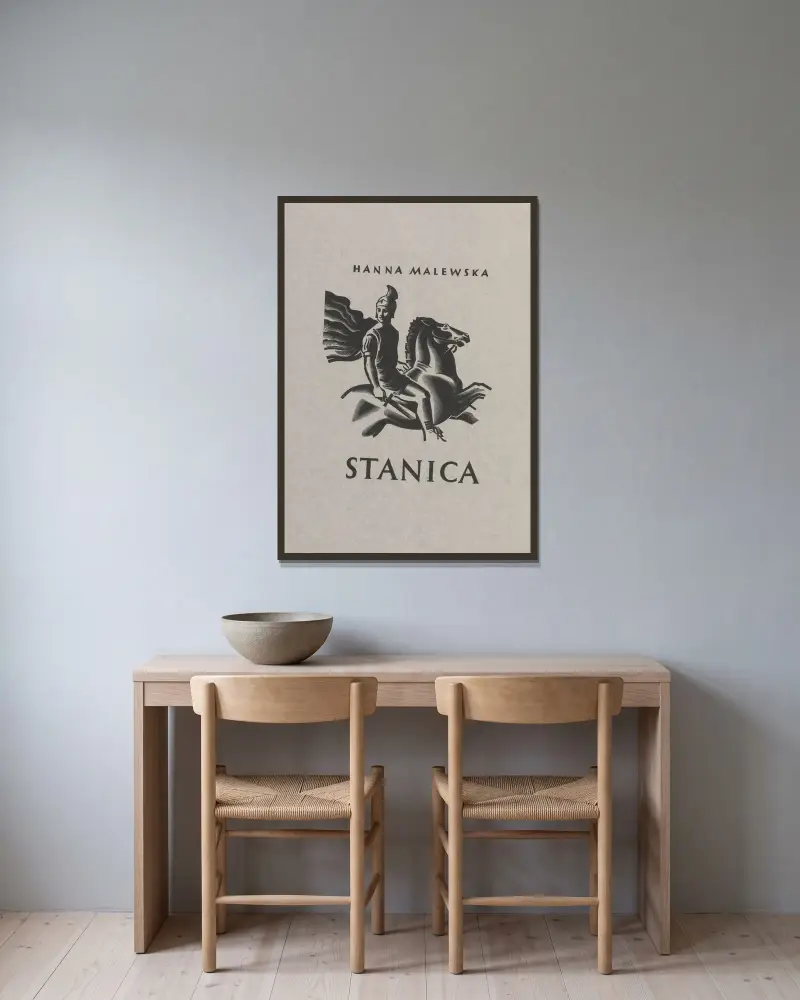 Bokomslag till Stanica, opowieści rzymskie av Hanna Malewska av Stanisław Ostoja-Chrostowski inramad på en vägg