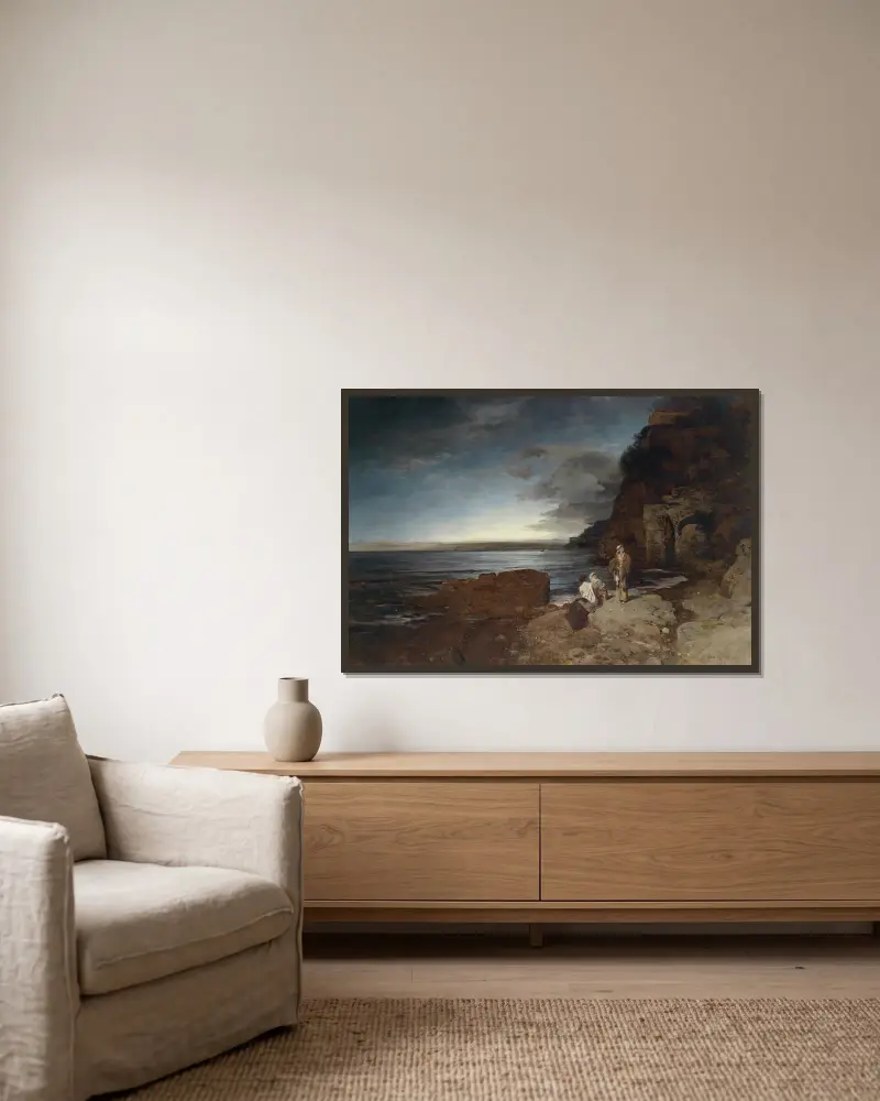 Večer na pobřeží, Oswald Achenbach v rámu na stěně