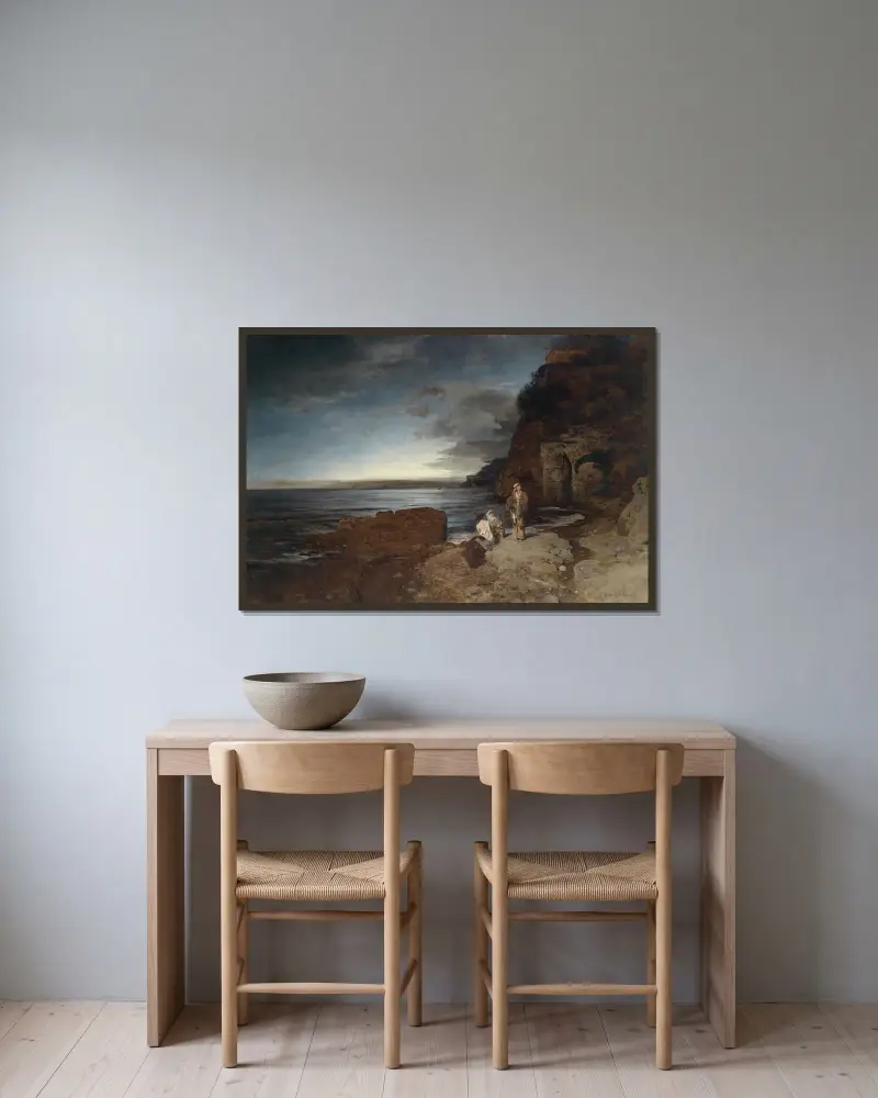 Večer na pobřeží, Oswald Achenbach v rámu na stěně