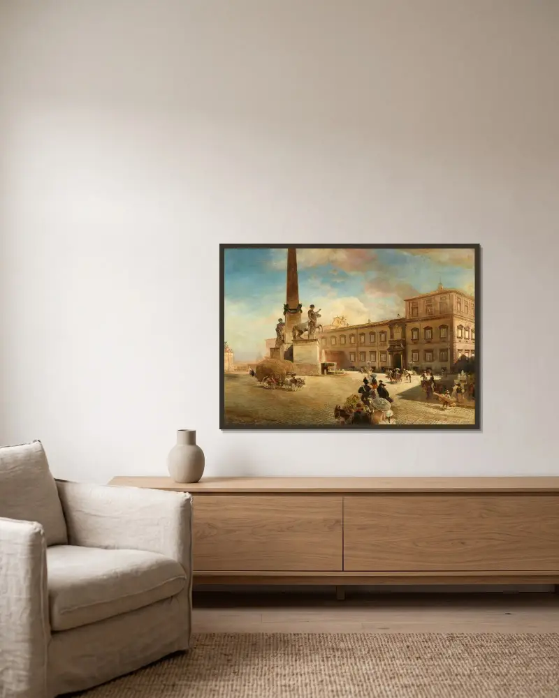 Der Quirinalspalast in Rom von Oswald Achenbach gerahmt an einer Wand