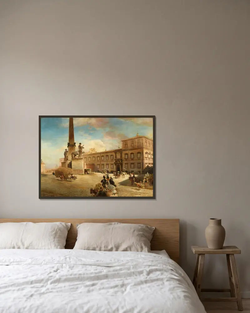 Der Quirinalspalast in Rom von Oswald Achenbach gerahmt an einer Wand