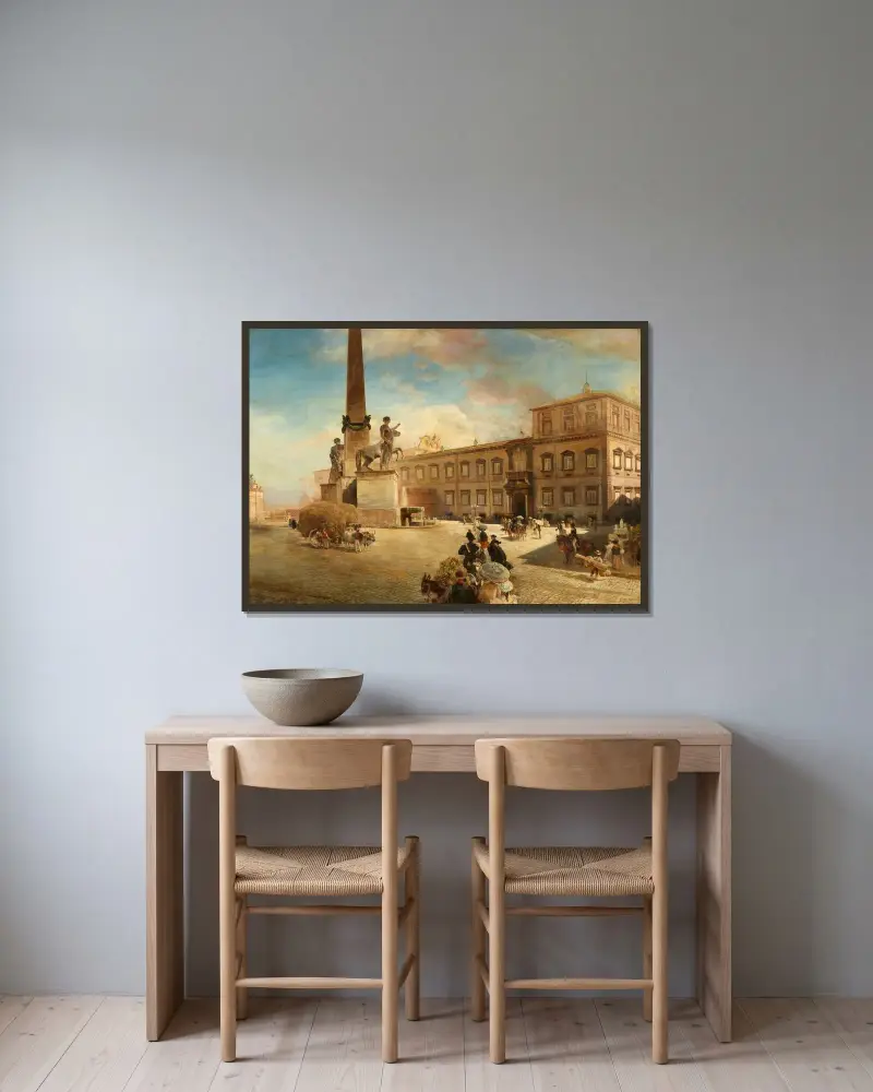 Der Quirinalspalast in Rom von Oswald Achenbach gerahmt an einer Wand