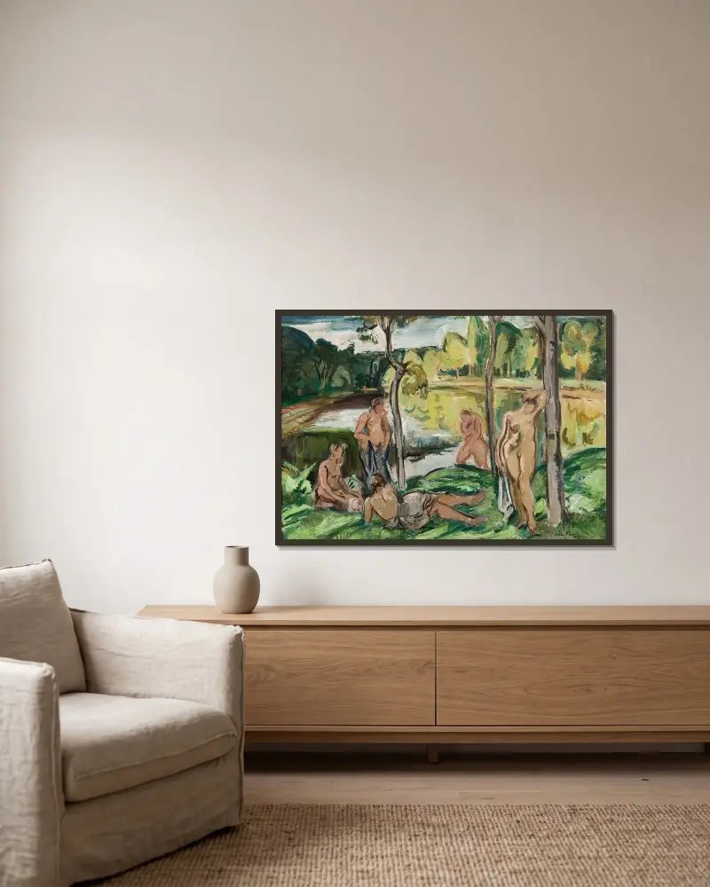 Baigneuses sur la Rance av Emile Othon Friesz inramad på en vägg