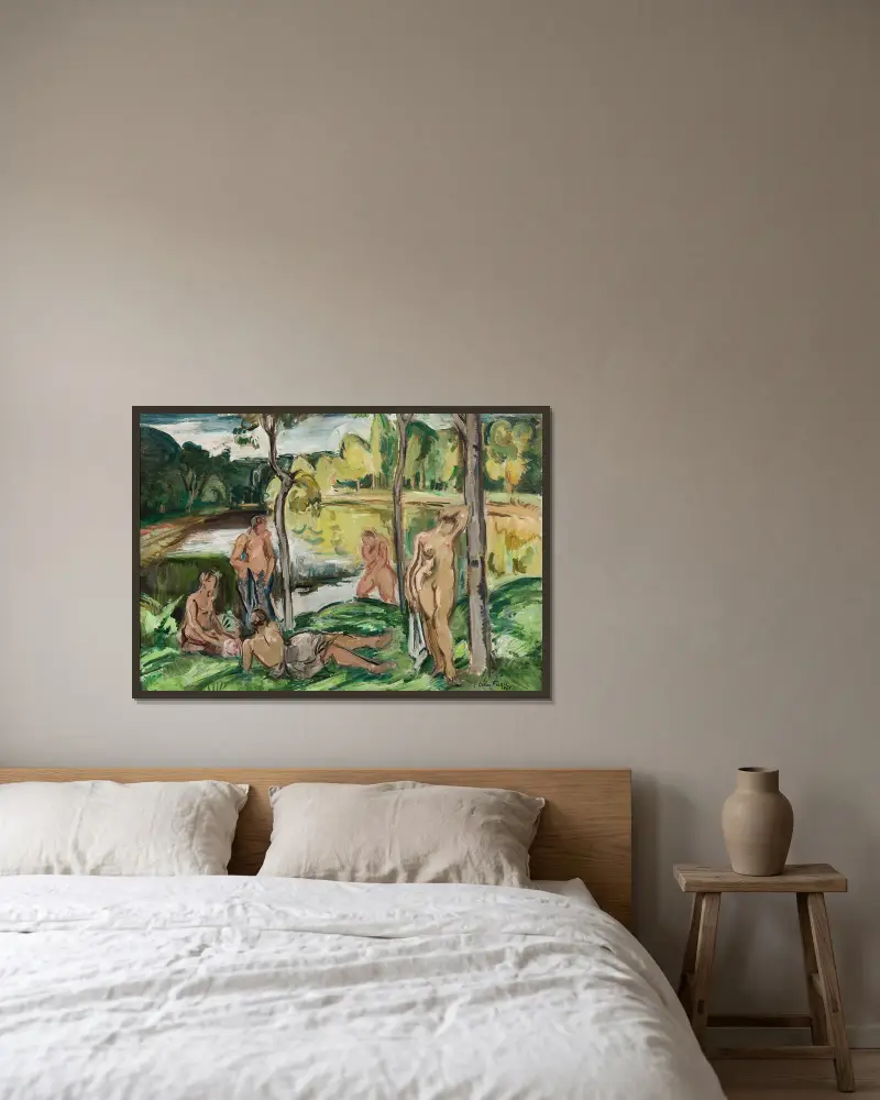 Baigneuses sur la Rance av Emile Othon Friesz inramad på en vägg