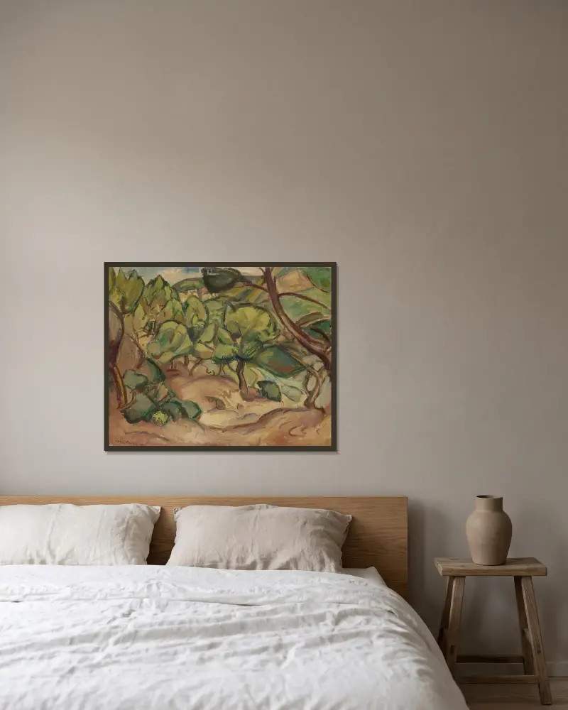 Bland tallarna av Emile Othon Friesz inramad på en vägg