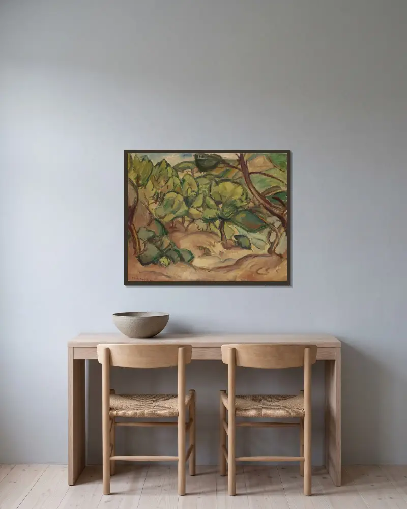 Bland tallarna av Emile Othon Friesz inramad på en vägg