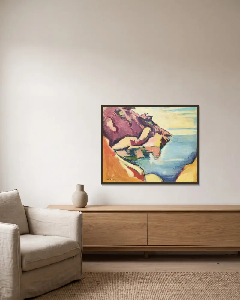 Viken vid Bec de l’Aigle, La Ciotat av Emile Othon Friesz inramad på en vägg