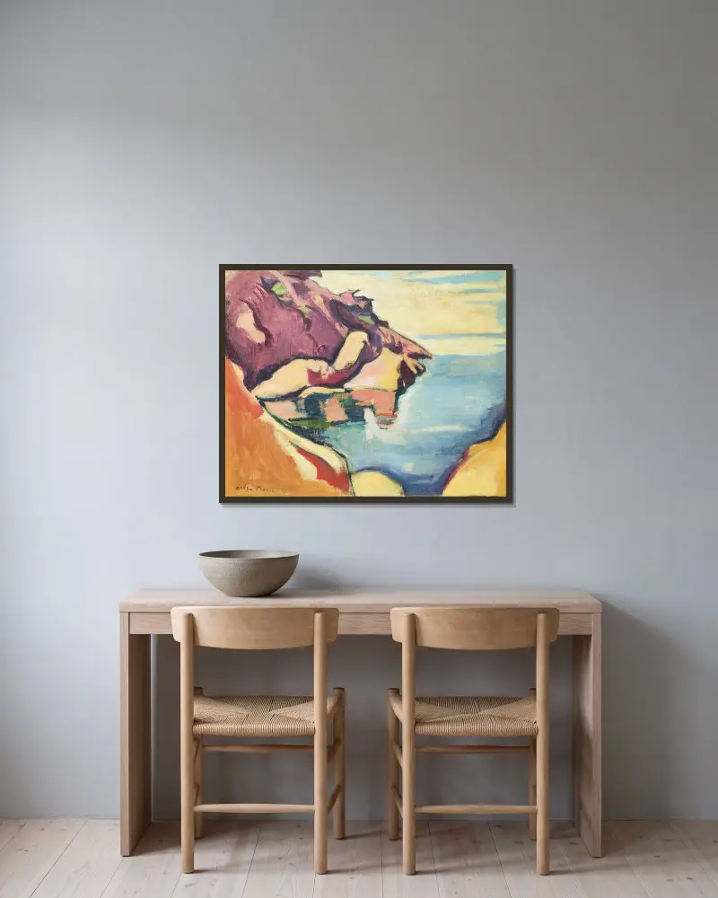 Viken vid Bec de l’Aigle, La Ciotat av Emile Othon Friesz inramad på en vägg