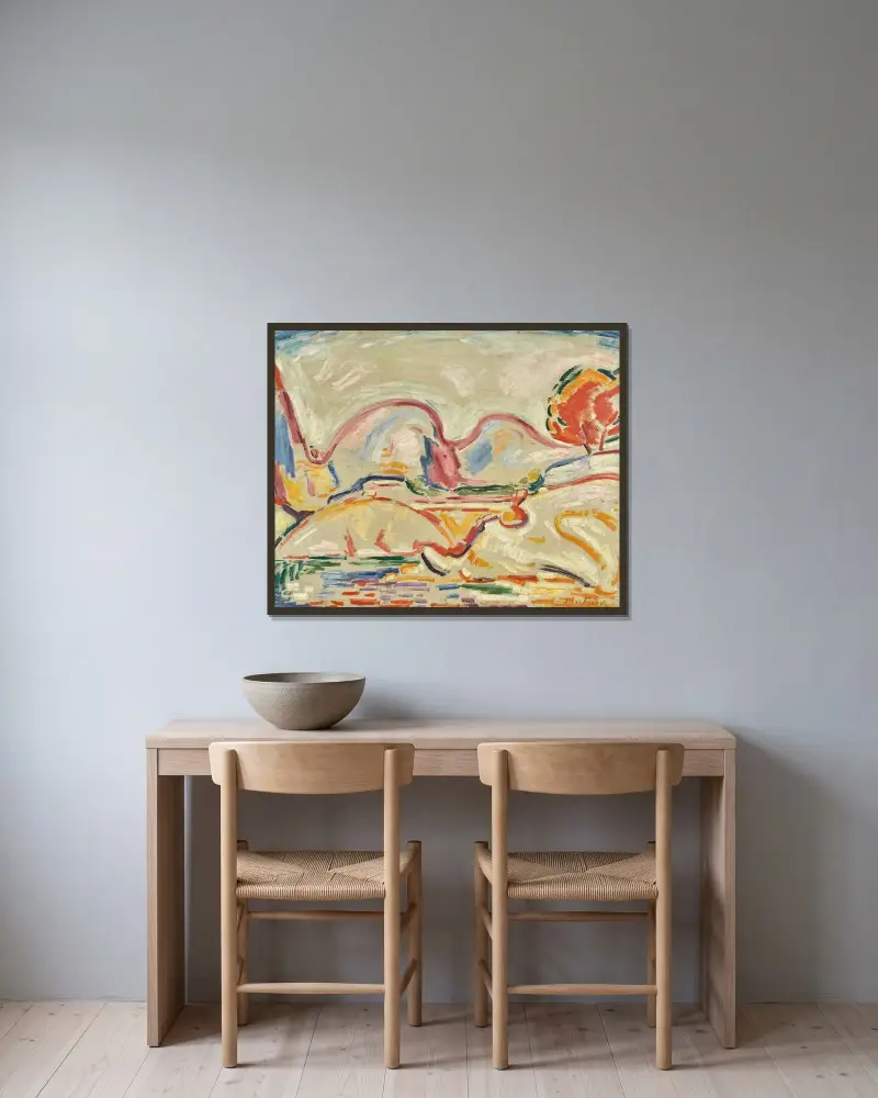 La Ciotat av Emile Othon Friesz inramad på en vägg