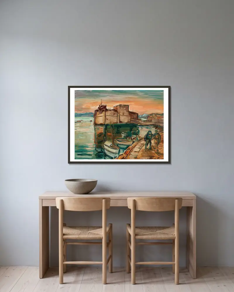 Die Azurküste von Emile Othon Friesz gerahmt an einer Wand