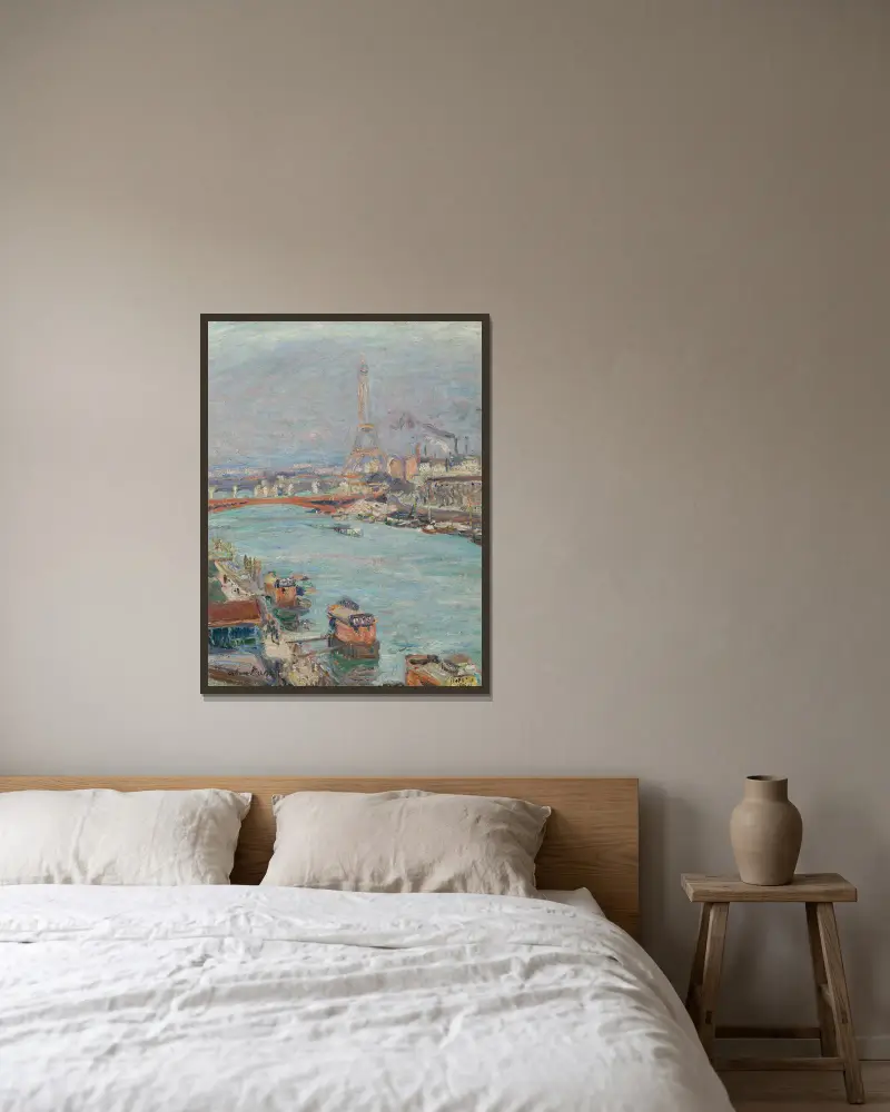 La Seine À Paris, La Tour Eiffel, Le Jour av Emile Othon Friesz inramad på en vägg
