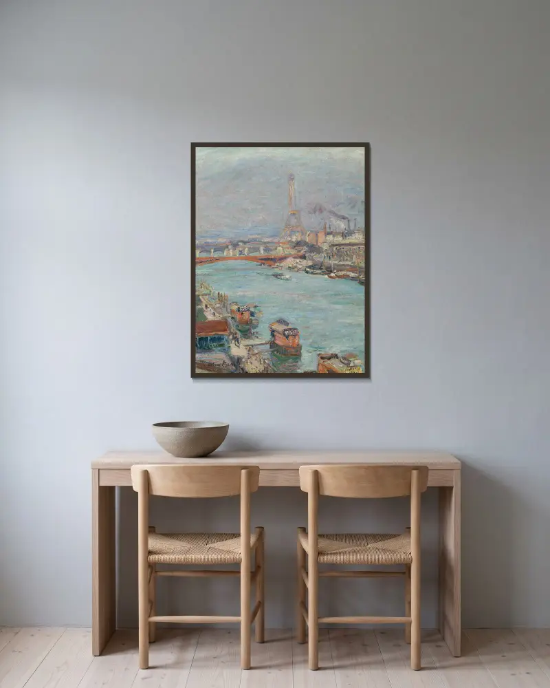 La Seine À Paris, La Tour Eiffel, Le Jour av Emile Othon Friesz inramad på en vägg