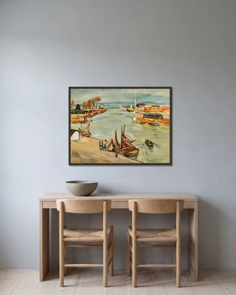 Le port de Honfleur – nr 1 av Emile Othon Friesz inramad på en vägg