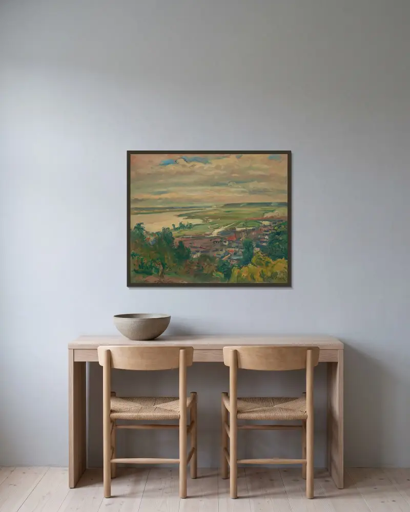 Mynningen vid Honfleur av Emile Othon Friesz inramad på en vägg