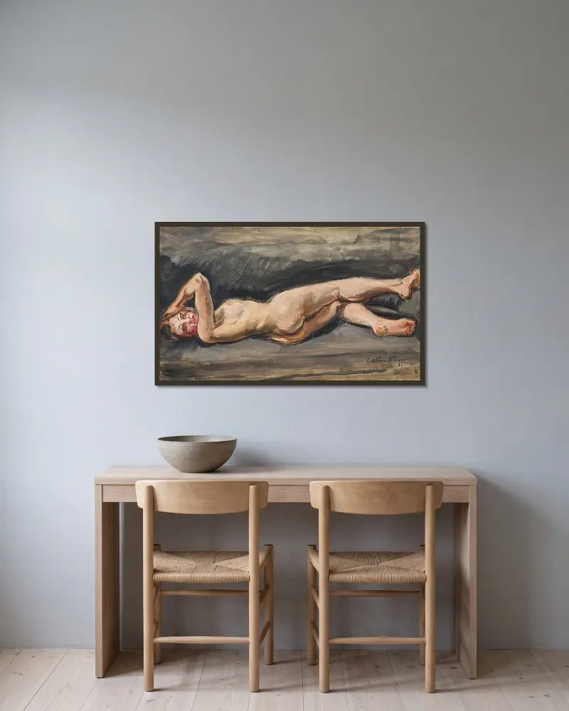 Liggande nakenstudie av Emile Othon Friesz inramad på en vägg