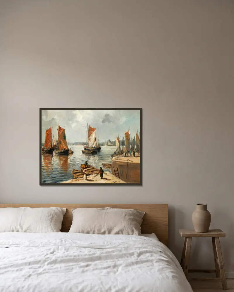 Normannischer Hafen von Emile Othon Friesz gerahmt an einer Wand