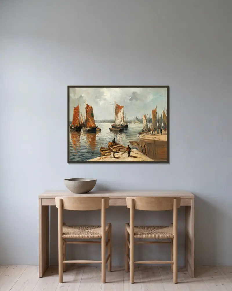 Normannischer Hafen von Emile Othon Friesz gerahmt an einer Wand