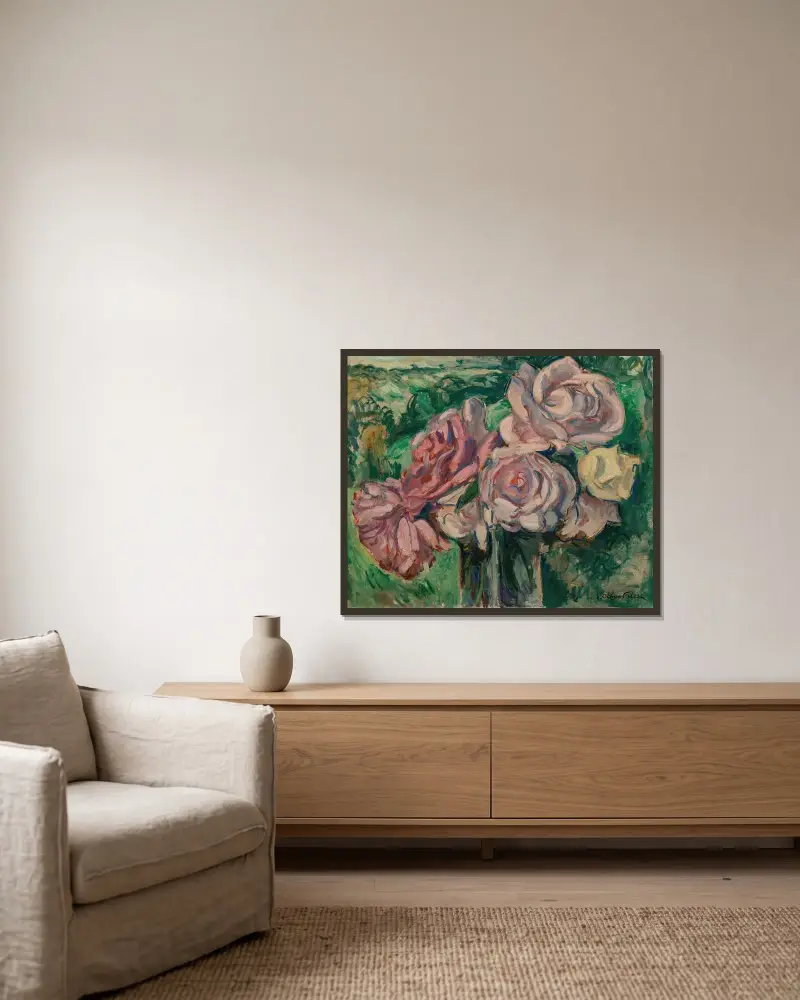 Rosor av Emile Othon Friesz inramad på en vägg