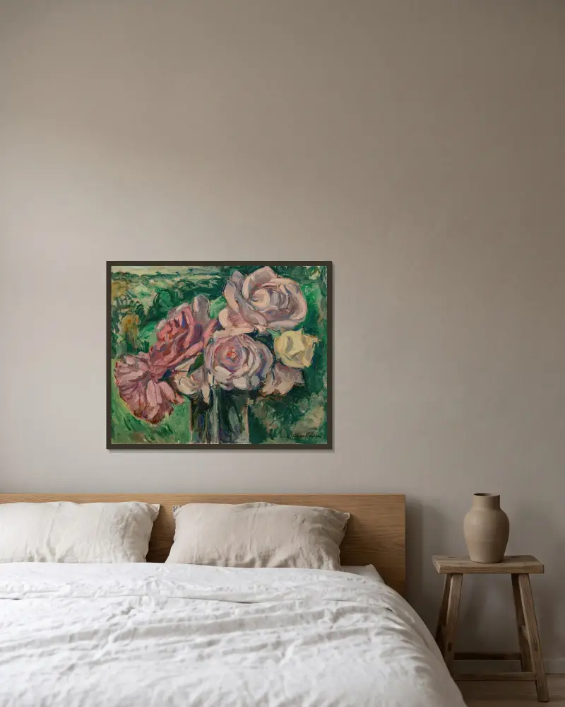Rosor av Emile Othon Friesz inramad på en vägg
