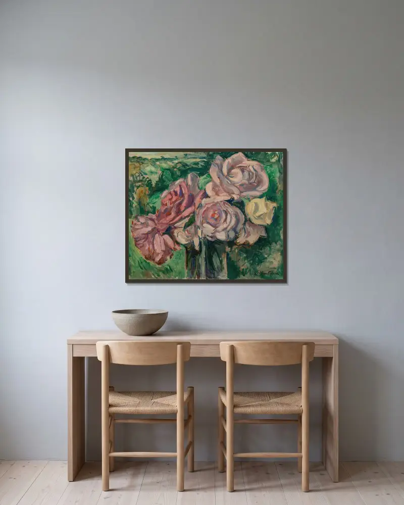 Rosor av Emile Othon Friesz inramad på en vägg
