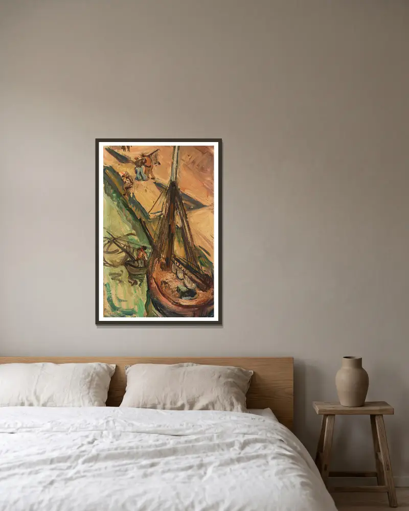 Segelkutter an der Kaimauer av Emile Othon Friesz inramad på en vägg