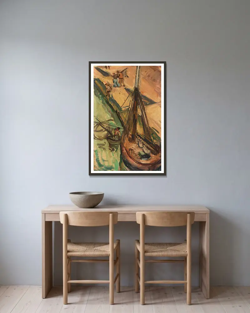 Segelkutter an der Kaimauer av Emile Othon Friesz inramad på en vägg