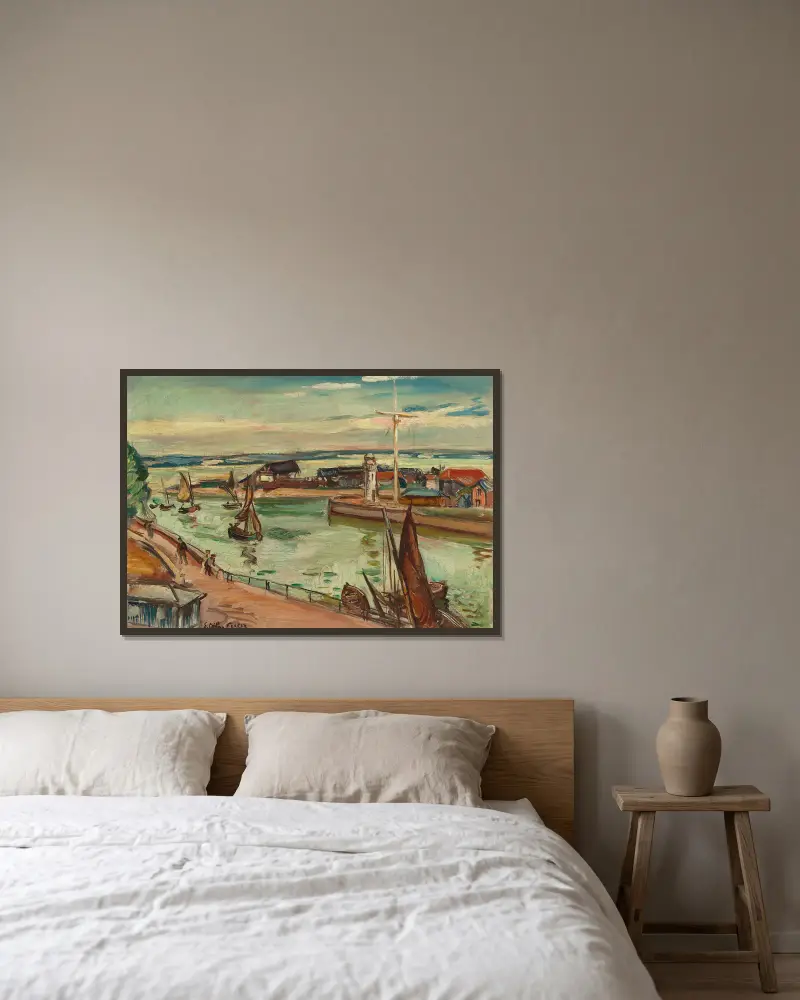 Sortie de port à Honfleur av Emile Othon Friesz inramad på en vägg