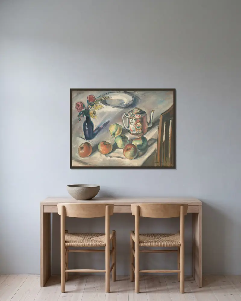 Still Life With Apples av Emile Othon Friesz inramad på en vägg