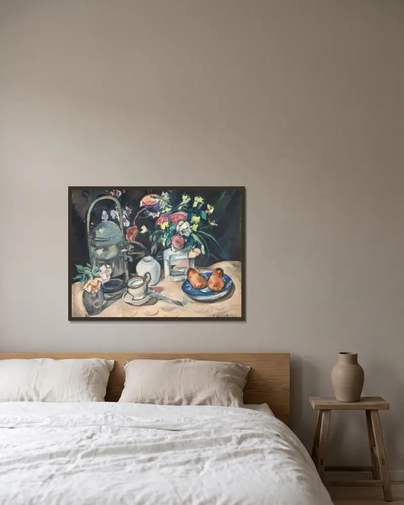 Still Life With Brioches av Emile Othon Friesz inramad på en vägg