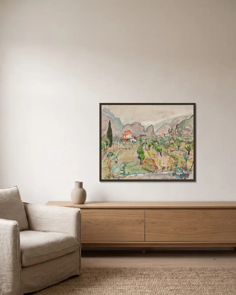 Meusedalen av Emile Othon Friesz inramad på en vägg