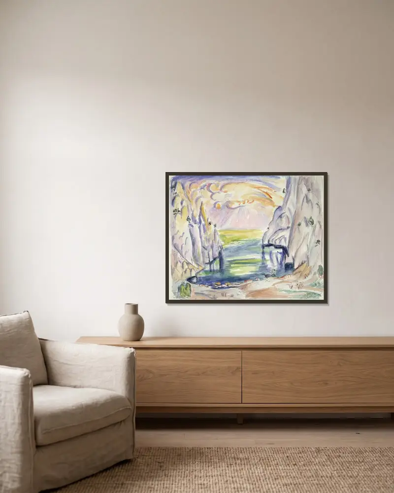 Vägen vid En Vaux, Cassis av Emile Othon Friesz inramad på en vägg