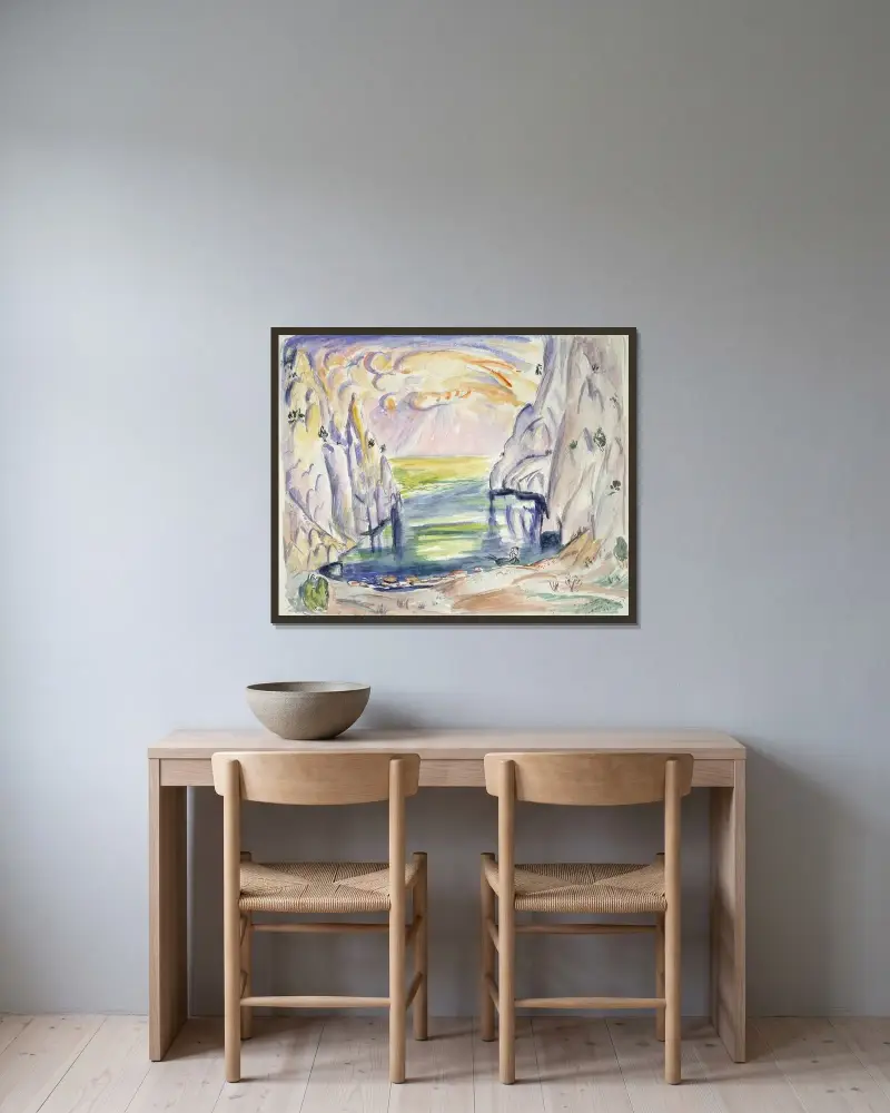 Vägen vid En Vaux, Cassis av Emile Othon Friesz inramad på en vägg